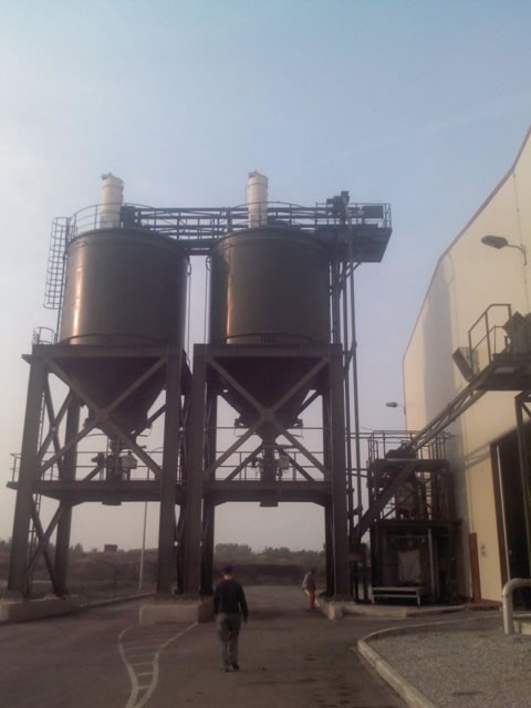Dewatered sludge silos