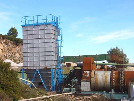 Bag filter for dedusting a raw material dryer in an asphalt mixing plant