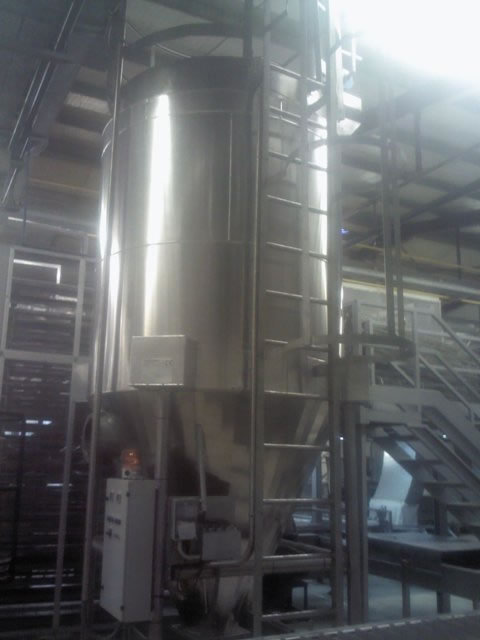 Insulated INOX filter with heating elements in a food factory