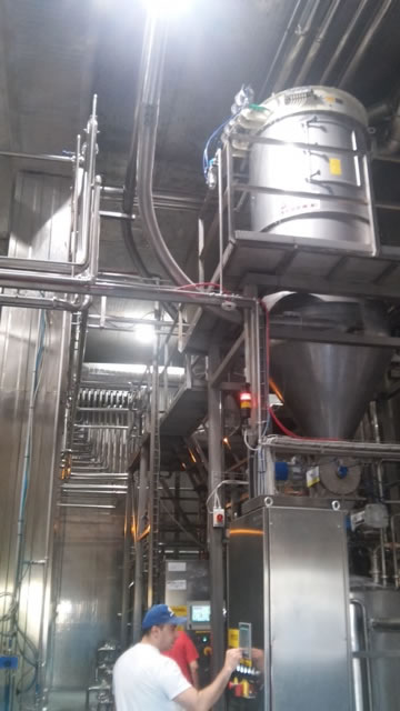 Pneumatic conveying of 10 t.h suger at a COCA COLA factory 