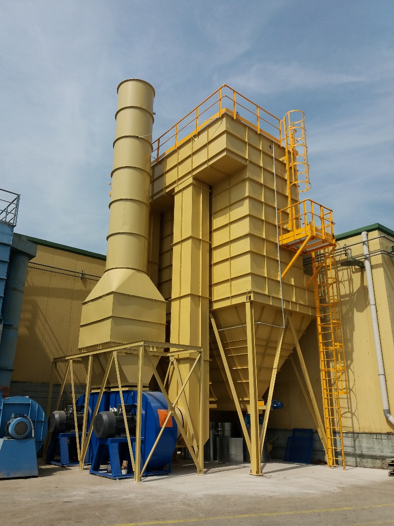 Dedust collection baghouse filter in a waste management plant