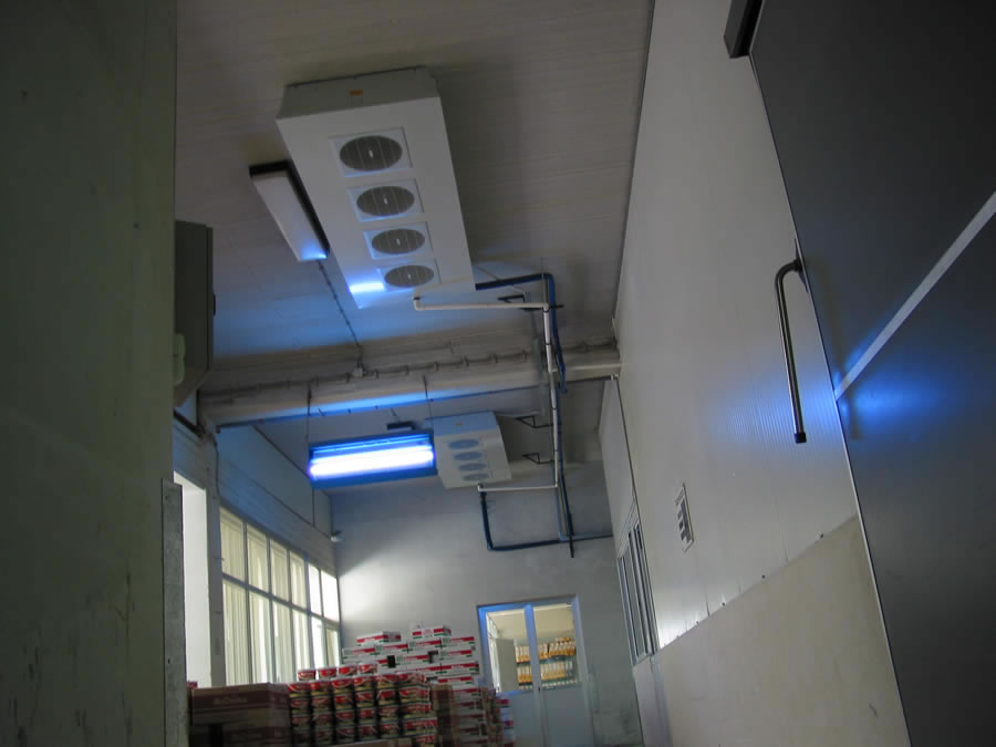 Industrial cooling system in a chocolate products warehouse