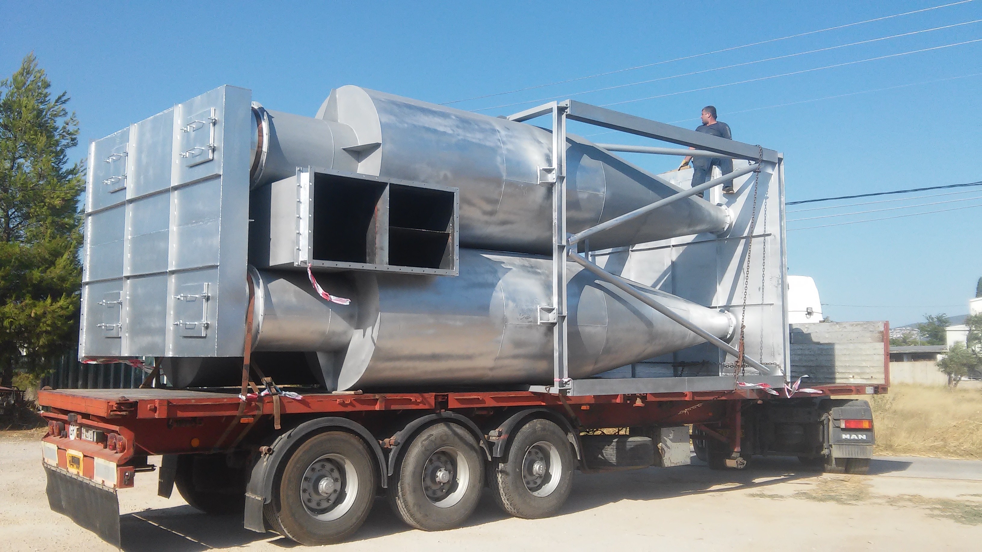 Σύστημα πολυκυκλώνων για αποκονίωση λέβητα βιομάζας